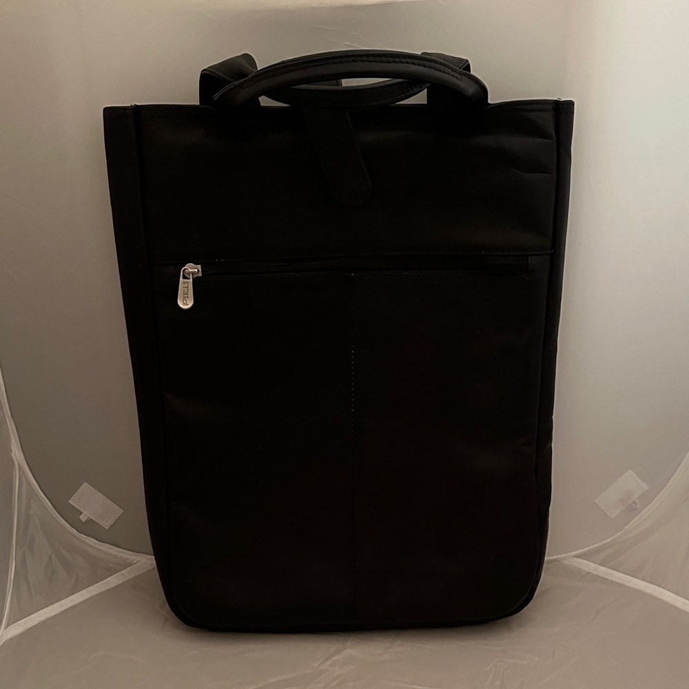 Piel Black Leather Laptop Bag